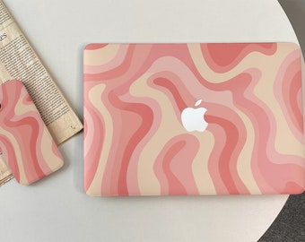 Coque MacBook rose vague abstraite pour nouveau MacBook Pro 13 14 15 16, M1 M2 Air 13 A2681, A2337, A2338, ordinateur portable Apple 2022 2021 2020