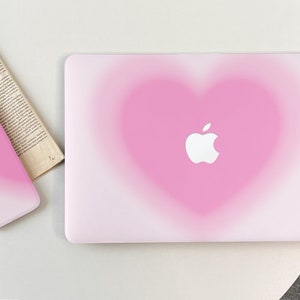 Cute Hot Pink Heart MacBook Shell Case Cover For New MacBook Pro 14 M1 M2 Air 13 A2338, A2337 Macbook Pro 15 16 Case, Apple Laptop Case