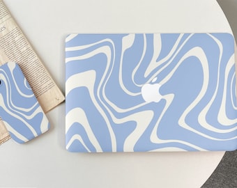 Blue Abstract Wave MacBook Case Cover For New MacBook Pro 13 14 15 16 ,M1 M2 Air 13 A2681, A2337, A2338, Kawaii Laptop Cover 2022 2021