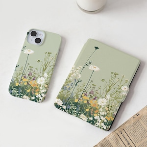 Custodia Kindle Green Wildflowers per Kindle 11 Paperwhite 1/2/3/4, custodia Kindle Paperwhite 6.8'' 7'', custodia Kindle 10th 11th, custodia Kindle 2024