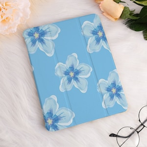Custodia per iPad con fiori blu retrò per iPad Air 3/4/5, iPad 10/9/8, iPad 9.7 "10.2" 10.9 "11" 12.9 pollici, iPad Mini 6 5 iPad 2022 2021 Pro Custodia