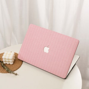 Custodia in pelle intrecciata a griglia rosa per MacBook Pro 13 14 15 16, M1 M2 Air 13 A2681, A2337, A2338, Apple Laptop 2023 2022