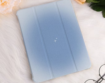 Dreamy Blue Simple iPad Case Cover For iPad Air 3/4/5,iPad 10/9/8,iPad 9.7" 10.2" 10.9" 11" 12.9 inch,iPad Mini 6 5 4 iPad 2022 2021 Case