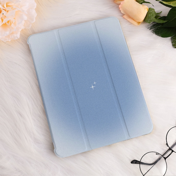 Dreamy Blue Simple iPad Case Cover For iPad Air 3/4/5,iPad 10/9/8,iPad 9.7" 10.2" 10.9" 11" 12.9 inch,iPad Mini 6 5 4 iPad 2022 2021 Case