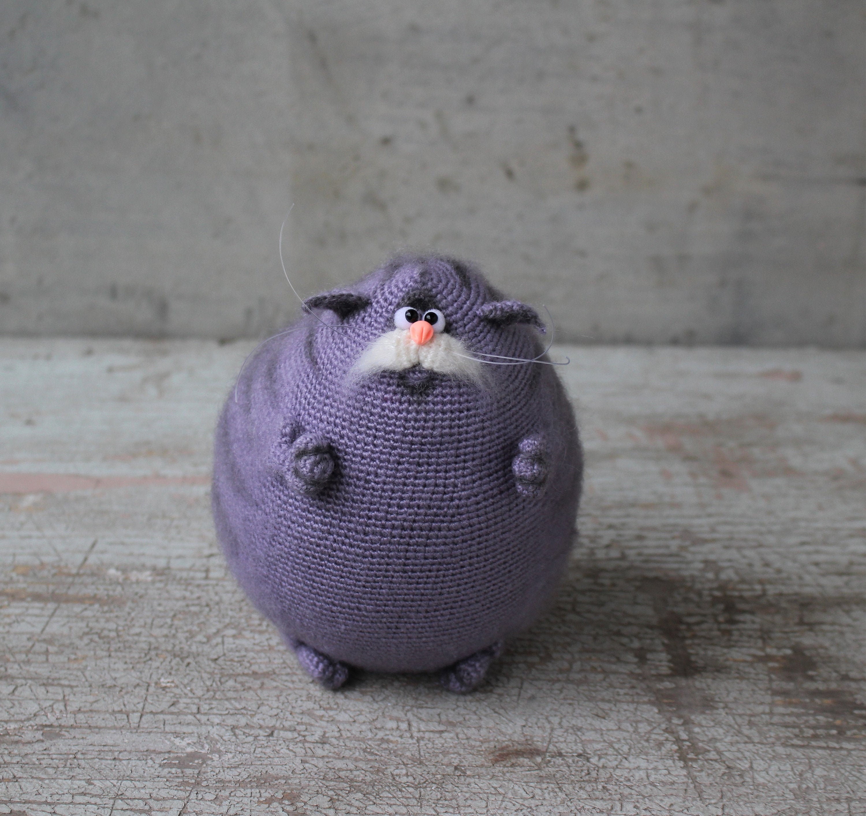 Purple Cat toy Crochet Fat Cat Striped plush cat Amigurumi cat | Etsy