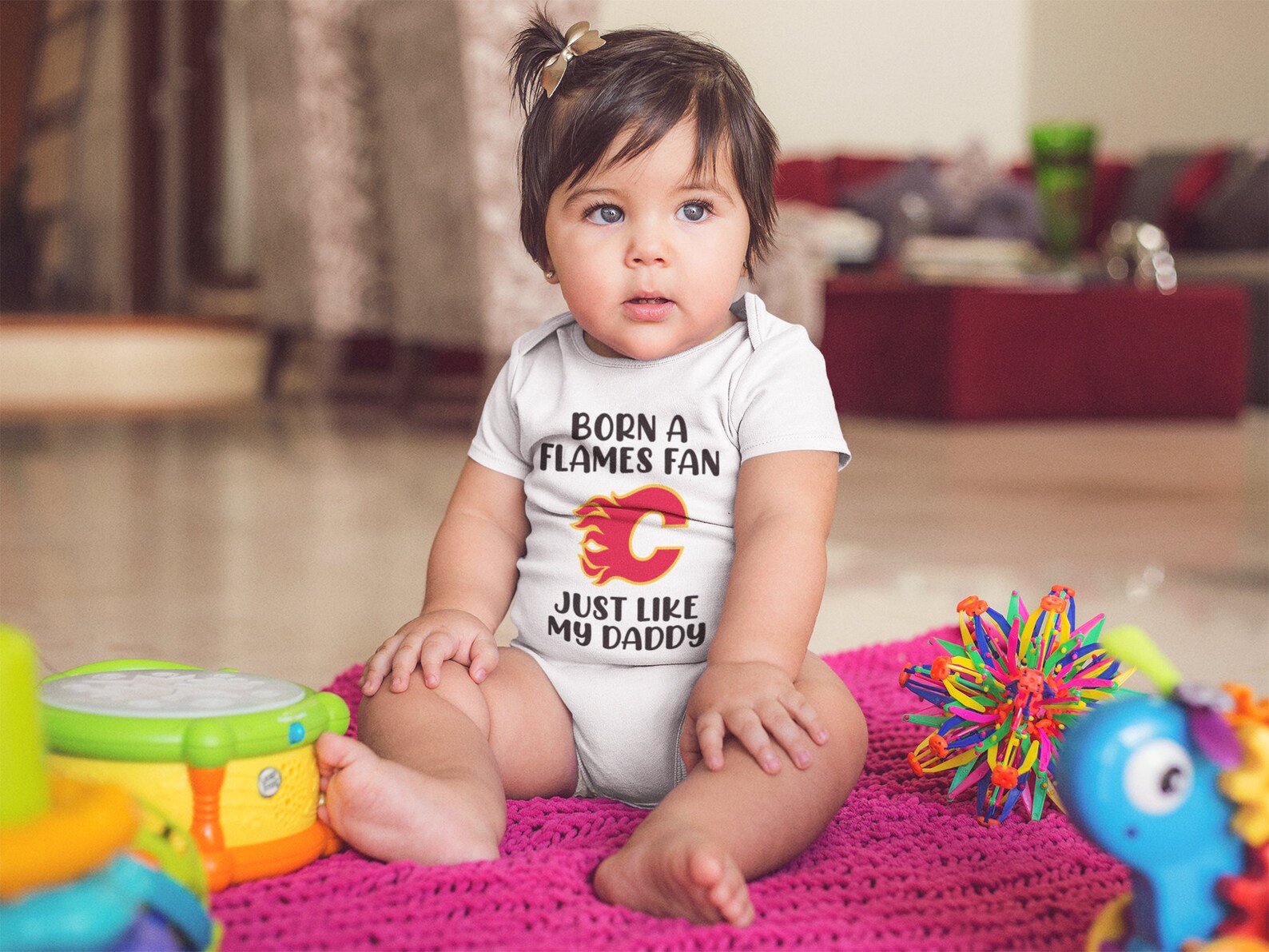 Calgary Flames Baby Outfit Born a Flames Fan Flames Baby Etsy