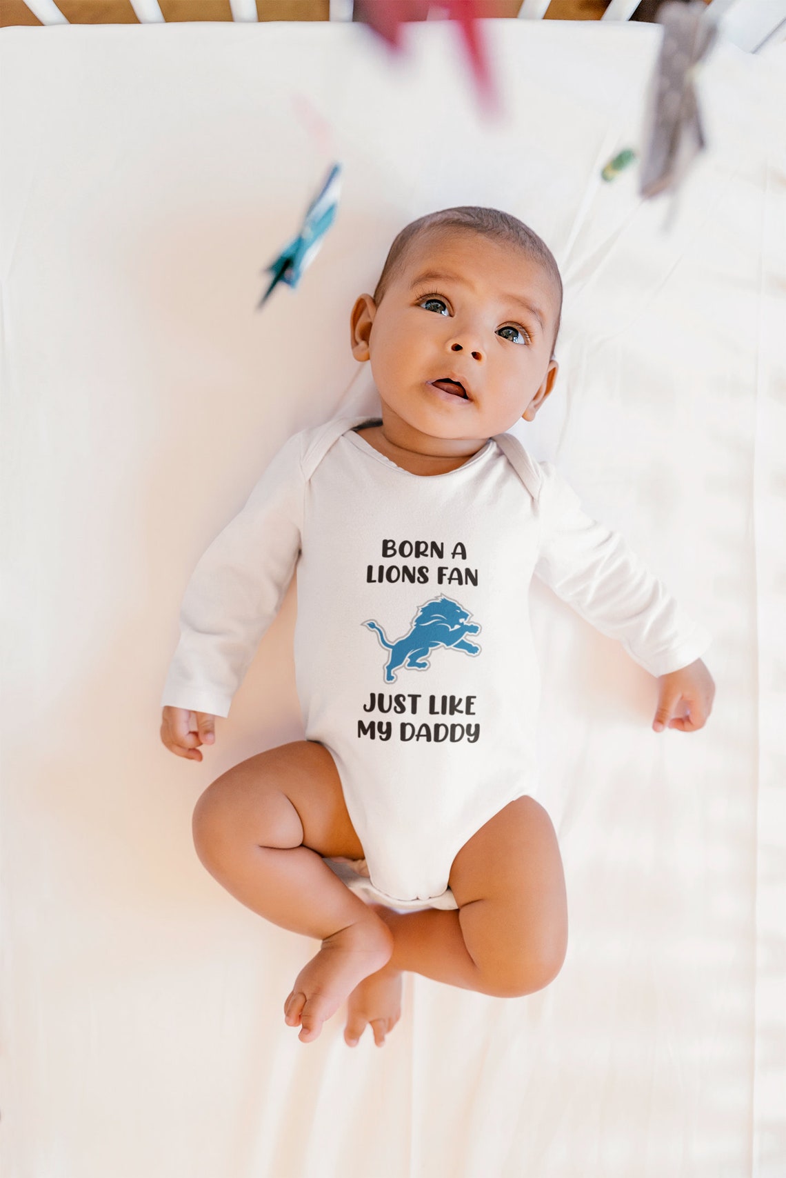 Born A Lions Fan Baby Bodysuit Detroit Lions Baby Outfit Etsy