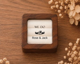 Personalized Wooden Ring Box | Mountain Design, Clear Window, Proposal Keepsake