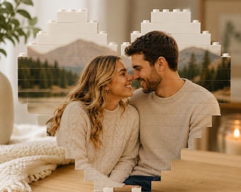 Personalized Heart Shaped Photo Puzzle | Couple Picture Blocks | Anniversary Wedding Photo Keepsake | Valentine's Day Gift (L139)
