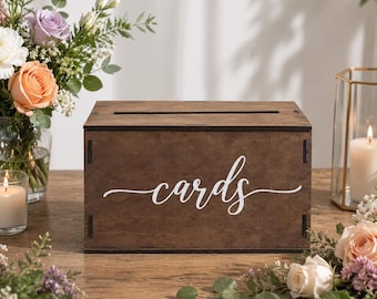 Personalized Wooden Card Box | Rustic Reception Card Holder | Cards Box For Events (L149)