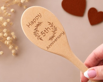 Wooden Engraved Spoon | Anniversary Gift Rustic Kitchen Decor | Romantic Gift for Couple | Handmade Keepsake (L131)