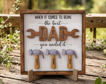 Best Dad Wooden Sign | Father’s Day Keepsake Decor | Rustic Family Wall Art | Dad Appreciation Gift (L165)