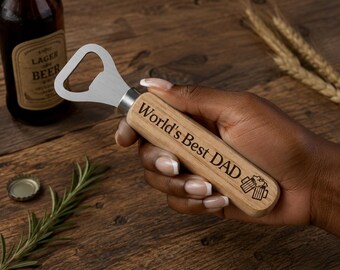 World's Best Dad Bottle Opener | Wooden Beer Opener Gift | Father's Day Present (L167)