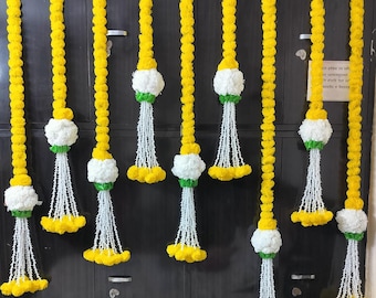 Mehndi Haldi Decor: Flower Bell Garland - Customizable Colors