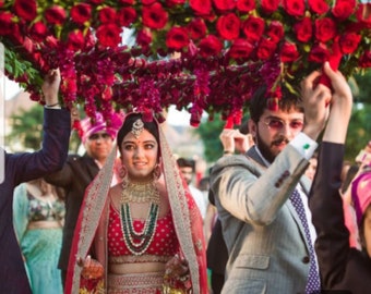 Red Flower Bridal Chaadar: Indian Wedding Entry (60x40)