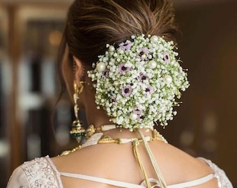 white Gajra Hair style  For wedding/Juda Hairstyle Idea/Indian Unique Flower Jewelry/white Gajra Hair Buns white flower