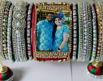 Personalized Photo Silk Thread Bangles: Indian Bridal Jewelry Picture Wali Bangles Color Customized