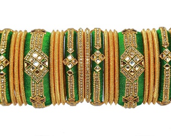 Handmade Silk Thread Bangles: Indian Wedding Jewelry, Set of 26