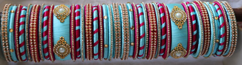 Pink Blue Rolled Thread Necklace main image 1