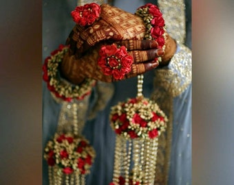 Red Flower Bridal Kalira: Handmade Wedding Jewelry