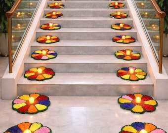Multi Color Staircase Mats : Indian Wedding Decor, Re-Useable , Rangoli Mets (12")