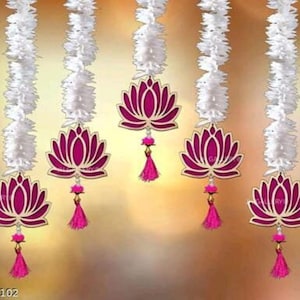 Pink Lotus Marigold Flower Garland: Indian Wedding Decor (20-25&quot;)