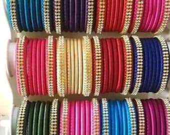 Multi Color Silk Bangles: Handmade Indian Jewelry, 20 Sets
