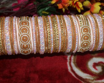 Personalized Rose Gold Silk Thread Bangles: Indian Bridal Jewelry