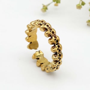 Tiny skull ring - gold skull - modern skull ring - eternity band - minimal skull - Handmade  jewelry - adjustable ring