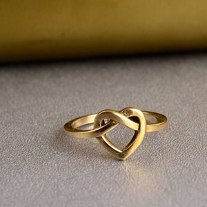 Love Heart Knot Ring, Gold Infinity Ring, Minimalist Midi Ring, Dainty Promise Ring, Perfect Gift for Her, personalized gift
