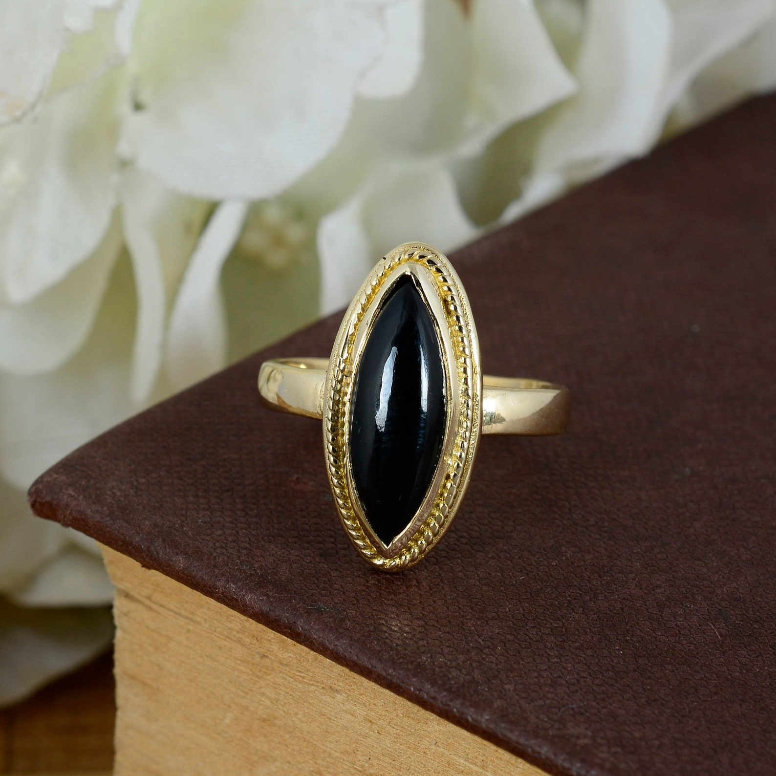 Black Obsidian Ring Brass Ring Healthy Gemstone Ring Dainty | Etsy