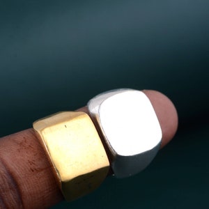 Sterling Silver Plated Signet Ring, Square Signet Ring, Men Silver Signet Ring, Unisex Signet Ring, Boho Ring, Gift For Him Ring