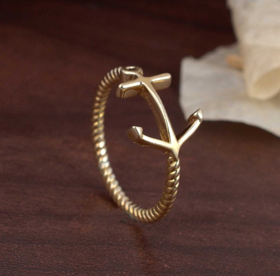 Handmade Brass Anchor Ring: Nautical Jewelry Gift
