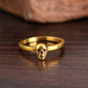 Tiny skull ring, gold skull, modern skull ring, eternity band, minimal skull,  HandMade jewelry, Halloween