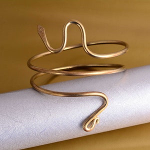 Gold Snake Arm Cuff: Solid Brass Upper Arm Jewelry