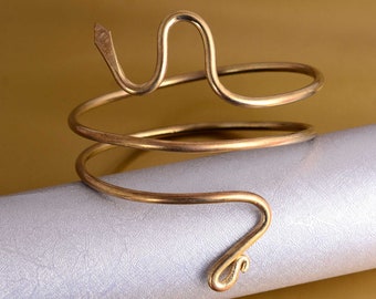 Gold Snake Design Arm Cuff, Snake Upper Arm Cuff, Women Jewelry