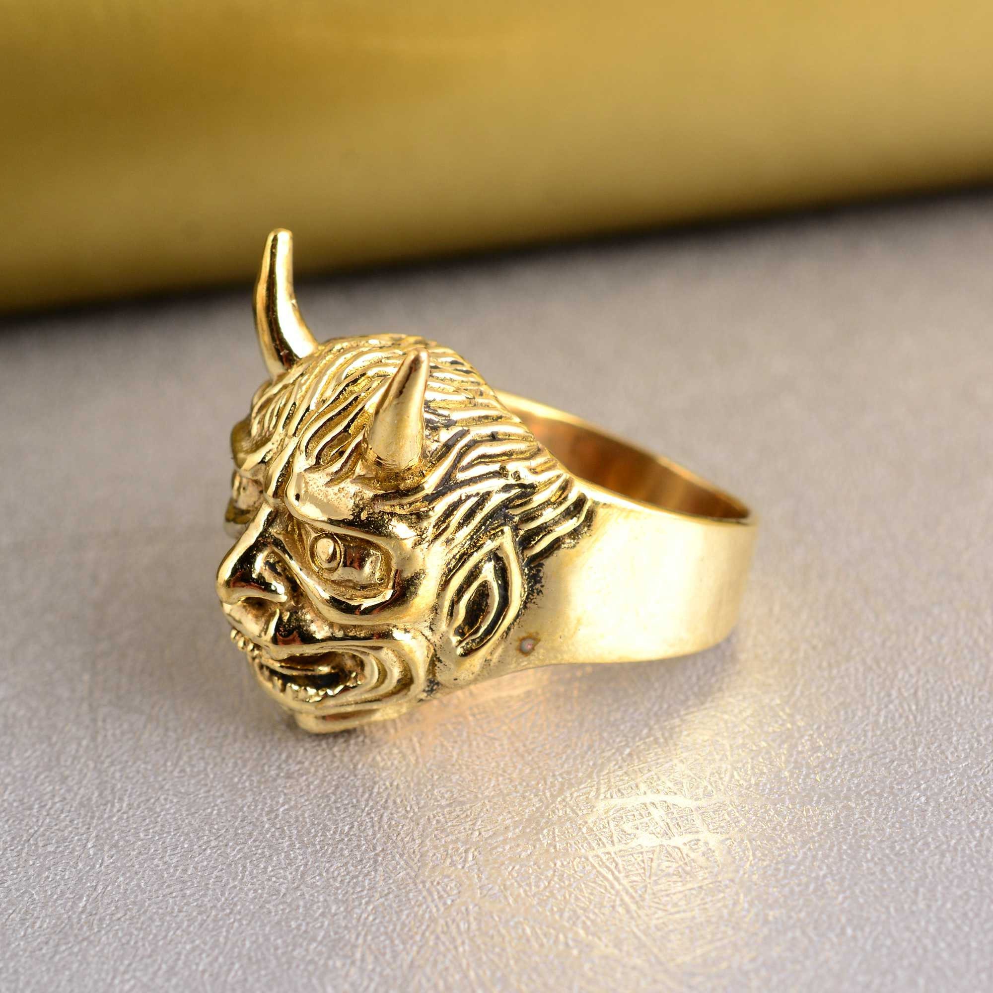 Devil Skull RING 真鍮 Brass Demon Bull Ring, Bull Devil Ring, Brass Ring, Mighty Devil