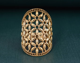 Gold Seed of Life Ring, gold Flower of Life Ring, Sacred Geometry Ring, Geometric Mandala Spiritual Ring, Meditation Ring for Men or Women