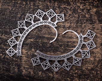Brinco de pressão tribal em latão: Joias de brinco boho