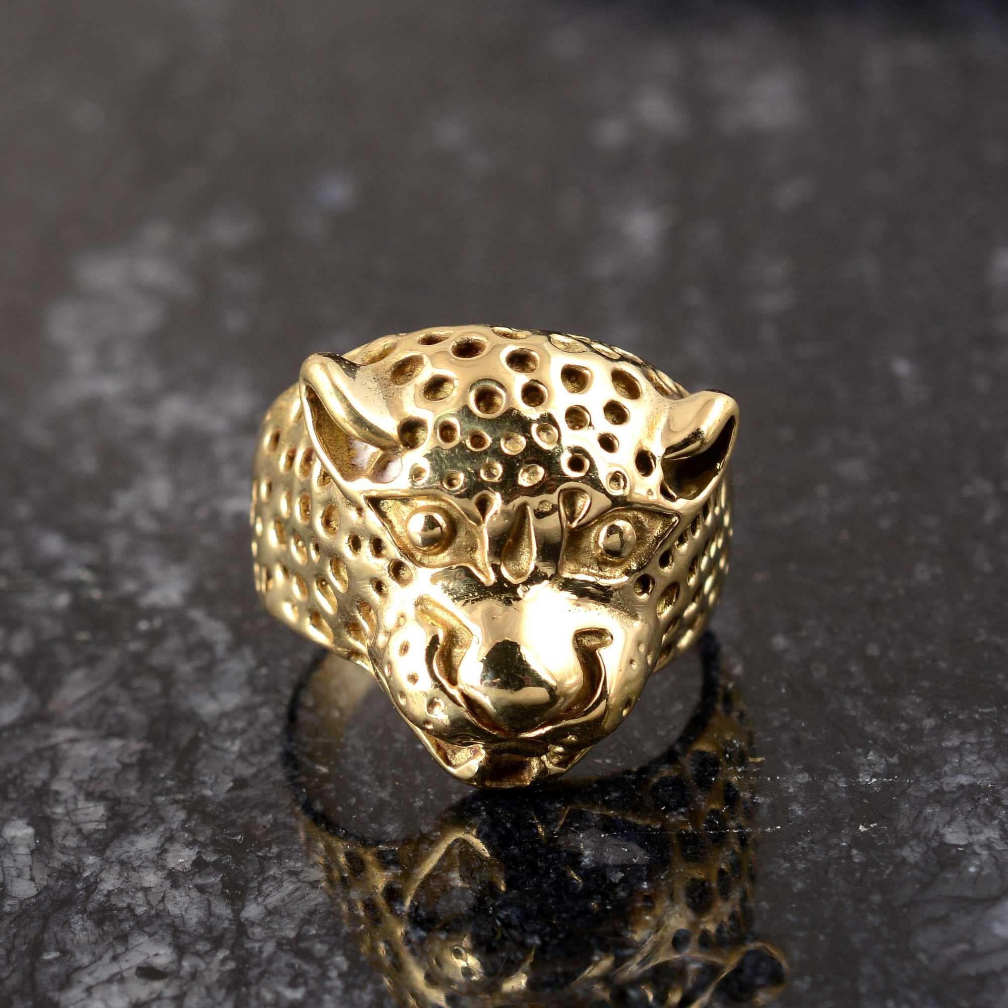 Gold Brass Leopard Ring Leopard Head Brass Ring Wild Animal Lovers Ring Leopard Lovers Gift Handmade Animal Jewelry Etsy