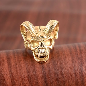 Gold Baphomet, Baphomet Ring, Men’s Ring, Goat of Mendez, Satan Ring, Gothic Ring, Witch Ring, Grunge Ring, Goat brass ring
