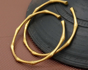 Handmade Brass Bamboo Bangle: Minimalist Boho Style