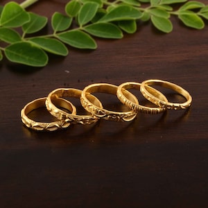 5 Piece Minimalist Gold Ring Set, Simple Gold Stackable Rings, gold Ring Set, Dainty Gold Ring Set, Dainty Gold Stackable Rings