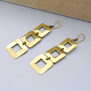 Gold Square Earrings, dangle Earrings, Gold Earrings Woman, Rectangle Earrings, Wedding Earrings, Minimalist Earrings, Christmas Gifts