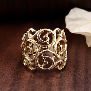 Victorian Gold Ring For Women, Filigree Ring, Unique Ring, Dainty Ring, Floral Ring, Vintage Ring, Lace Ring, Minimalist, Dainty Ring