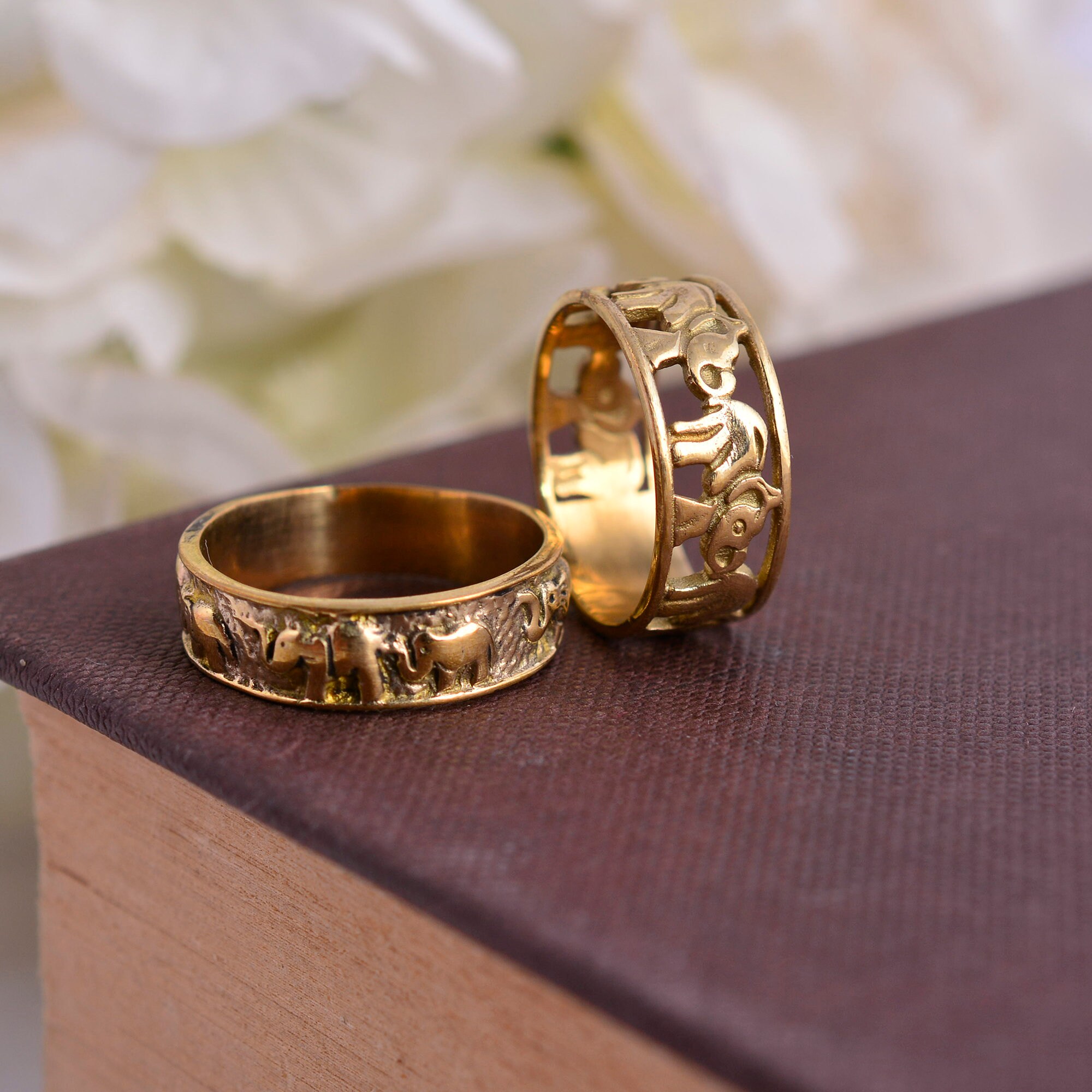 Gold Elephant Ring Handmade Brass Ring Elephant Band Ring | Etsy