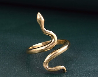 Brass Snake Ring: Dainty Serpent Jewelry, Punk Ring