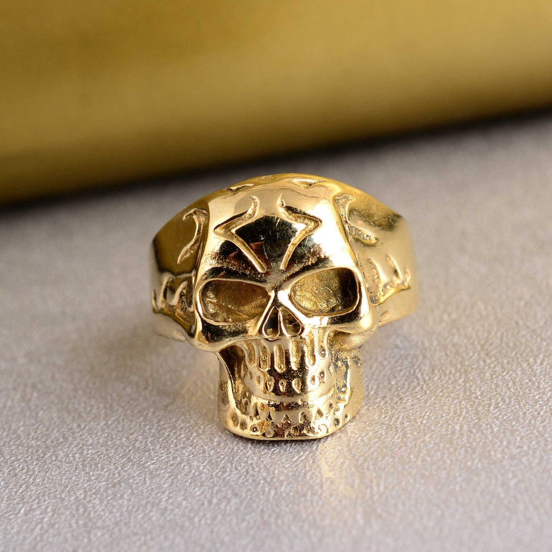 Anillo de calavera de latón, anillo de calavera descompuesta