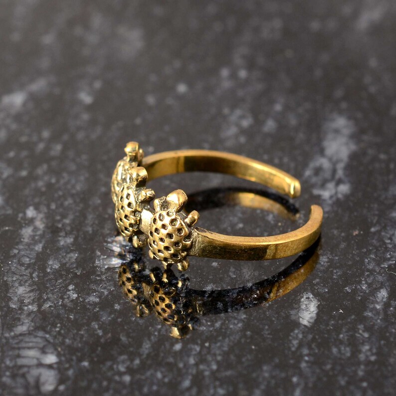 Gold Turtle Toe Ring: Adjustable Brass Midi Ring - Etsy