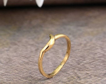 Brass Crescent Moon Ring: Dainty Celestial Jewelry